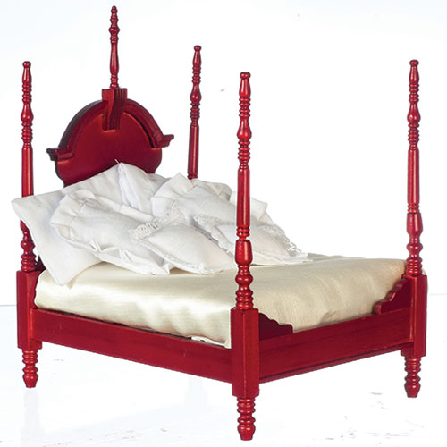 4-Poster Bed Set, Mahogany